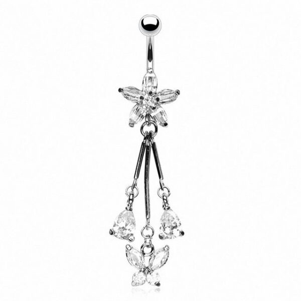 Taffstyle Bauchnabelpiercing Piercing Chirurgenstahl Zirkonia Blumen, Bauchnabelpiercing Bauchnabel Banane Stecker Anhänger Kugel Blume