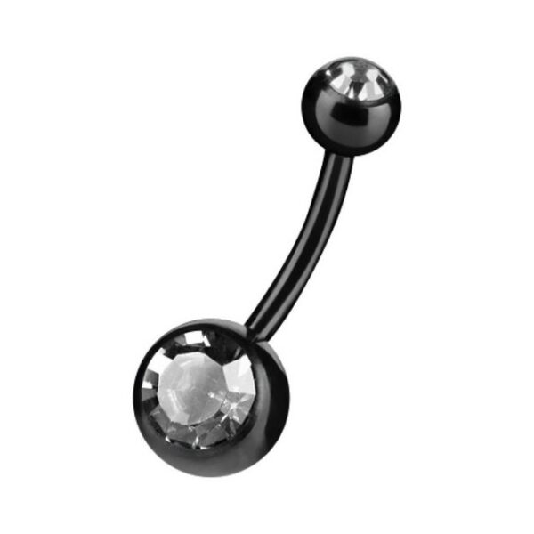 Taffstyle Bauchnabelpiercing Piercing Chirurgenstahl Zirkonia Doppel, Bauchnabelpiercing Bauch Banane Stecker Anhänger mit Schwarz Kristall