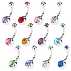 Taffstyle Bauchnabelpiercing Piercing Chirurgenstahl Zirkonia Doppel, Bauchnabelpiercing Bauch Bauchnabel Stecker Doppel Zirkonia Kristall