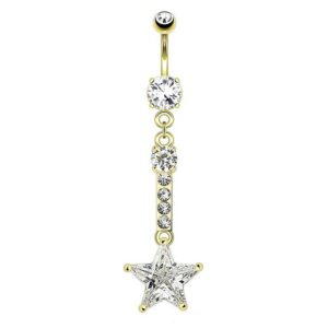 Taffstyle Bauchnabelpiercing Piercing Chirurgenstahl Zirkonia Stern, Bauchnabelpiercing Banane Stecker Anhänger und CZ Kristall Steine