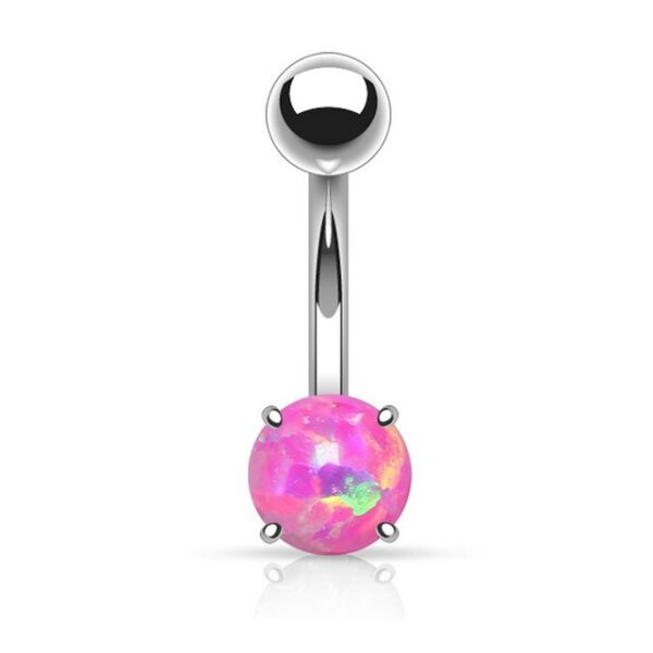 Taffstyle Bauchnabelpiercing Piercing Chirurgenstahl mit Opal, Bauchnabelpiercing Banane Stecker Anhänger mit eingefassten Silber