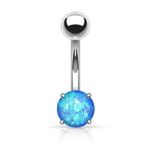 Taffstyle Bauchnabelpiercing Piercing Chirurgenstahl mit Opal, Bauchnabelpiercing Banane Stecker Anhänger mit eingefassten Silber