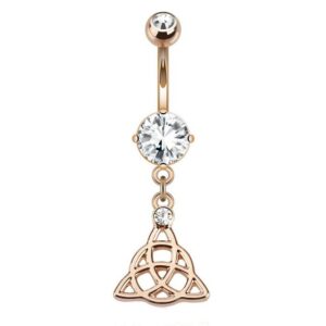 Taffstyle Bauchnabelpiercing Piercing Rosegold IP Kristall Keltischer Knoten, Chirurgenstahl Bauch Bauchnabel Banane Stecker Anhänger mit Trinity