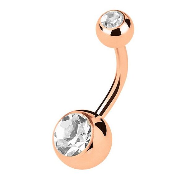 Taffstyle Bauchnabelpiercing Piercing Rosegold Vergoldet Kristall Kugel, Bauchnabelpiercing Chirurgenstahl Bauch Bauchnabel Stecker Anhänger