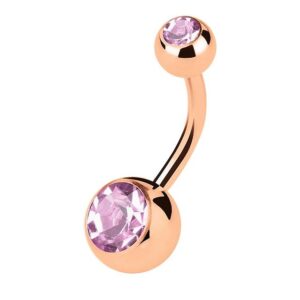 Taffstyle Bauchnabelpiercing Piercing Rosegold Vergoldet Kristall Kugel, Bauchnabelpiercing Chirurgenstahl Bauch Bauchnabel Stecker Anhänger