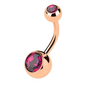 Taffstyle Bauchnabelpiercing Piercing Rosegold Vergoldet Kristall Kugel, Bauchnabelpiercing Chirurgenstahl Bauch Bauchnabel Stecker Anhänger