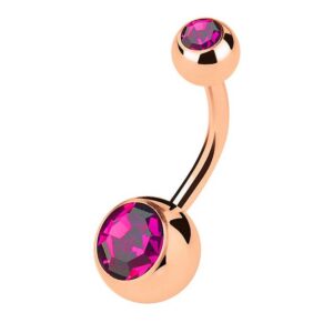 Taffstyle Bauchnabelpiercing Piercing Rosegold Vergoldet Kristall Kugel, Bauchnabelpiercing Chirurgenstahl Bauch Bauchnabel Stecker Anhänger