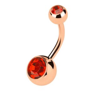 Taffstyle Bauchnabelpiercing Piercing Rosegold Vergoldet Kristall Kugel, Bauchnabelpiercing Chirurgenstahl Bauch Bauchnabel Stecker Anhänger