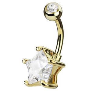 Taffstyle Bauchnabelpiercing Piercing Schmuck Stecker Stern Strass Kristall, Bauchnabelpiercing Banane Bauch Gebogen Stern Strass Kristall Steinen