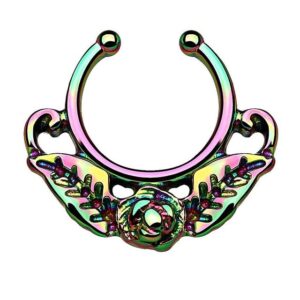 Taffstyle Bauchnabelpiercing Piercing Septum Vintage Tribal Rose mit Blätter, Ring Nasen Helix Ohr Tragus Nippel Hufeisen Horseshoe Lippenbändchen