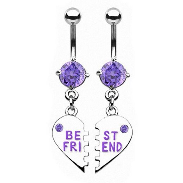 Taffstyle Bauchnabelpiercing Piercing Set Chirurgenstahl Kristall Beste Freunde, Bauchnabelpiercing Set Chirurgenstahl mit Kristall Herz Beste Freunde