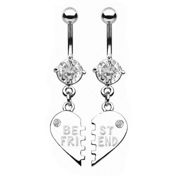 Taffstyle Bauchnabelpiercing Piercing Set Chirurgenstahl Kristall Beste Freunde, Bauchnabelpiercing Set Chirurgenstahl mit Kristall Herz Beste Freunde