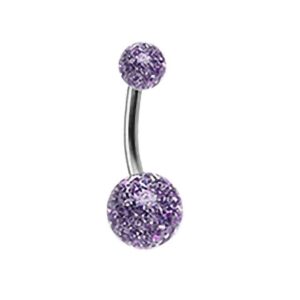 Taffstyle Bauchnabelpiercing Piercing Titan UV Ultra Glitter Kugel, Bauchnabelpiercing Titan mit Glitter UV Glitzer Kugeln