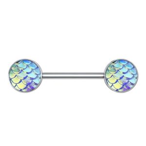 Taffstyle Intimpiercing Intim Brustpiercing Barbell Rainbow Effekt Kopf, Intim Brustwarzen Intimpiercing Barbell Brust Piercing Tribal Barbell