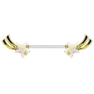 Taffstyle Intimpiercing Intim Brustpiercing Barbell Sternschnuppe mit Opal, Brustwarzen Intimpiercing piercing Barbell Brust Piercing Schmuck