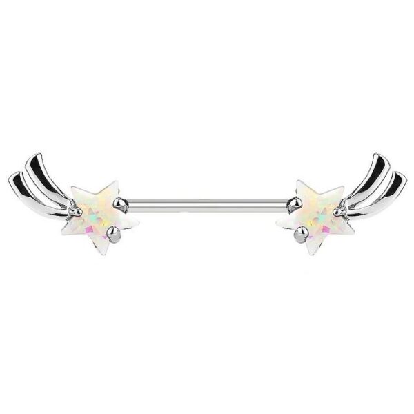 Taffstyle Intimpiercing Intim Brustpiercing Barbell Sternschnuppe mit Opal, Brustwarzen Intimpiercing piercing Barbell Brust Piercing Schmuck