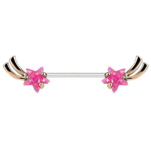 Taffstyle Intimpiercing Intim Brustpiercing Barbell Sternschnuppe mit Opal, Brustwarzen Intimpiercing piercing Barbell Brust Piercing Schmuck