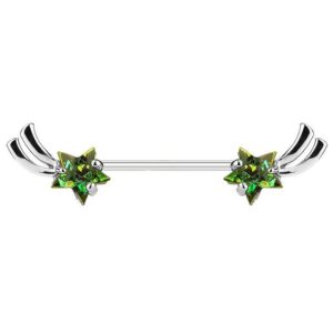 Taffstyle Intimpiercing Intim Brustpiercing Barbell Sternschnuppe mit Opal, Brustwarzen Intimpiercing piercing Barbell Brust Piercing Schmuck