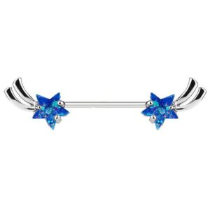 Taffstyle Intimpiercing Intim Brustpiercing Barbell Sternschnuppe mit Opal, Brustwarzen Intimpiercing piercing Barbell Brust Piercing Schmuck