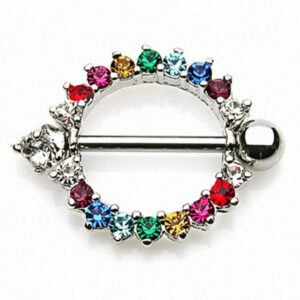 Taffstyle Intimpiercing Intim Piercing Brust Schild Multicolor Kristalle, Intim Piercing Brust Schild Multicolor Kristalle