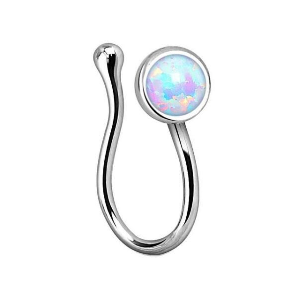 Taffstyle Nasenpiercing Fake Ring Piercing Hoop Messing mit Opal Stein, Non Piercing Nasenpiercing Nasenring Clip On Septum Nasenstecker Nase