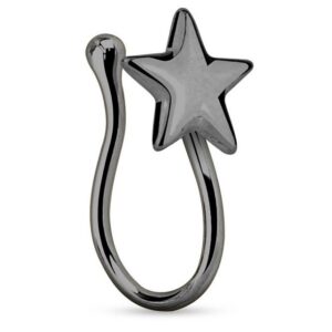 Taffstyle Nasenpiercing Fake Ring Piercing Hoop Messing mit Stern, Fake Ring Non Nasenpiercing Nasenring Clip On Septum Nasenstecker Nase