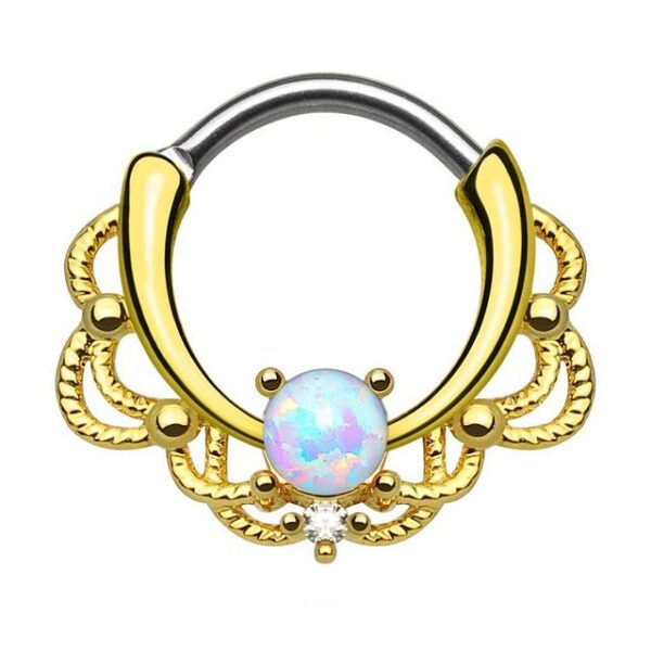 Taffstyle Nasenpiercing Nasenpiercing Lippenpiercing Tragus Helix Ohr, Piercing Universal Clicker Ring Septum Tragus Helix Ohr Opal Vergoldet