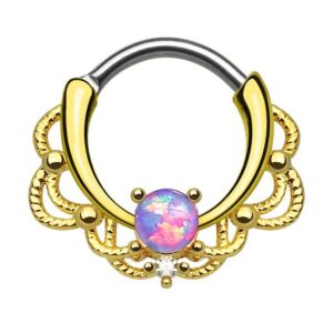 Taffstyle Nasenpiercing Nasenpiercing Lippenpiercing Tragus Helix Ohr, Piercing Universal Clicker Ring Septum Tragus Helix Ohr Opal Vergoldet