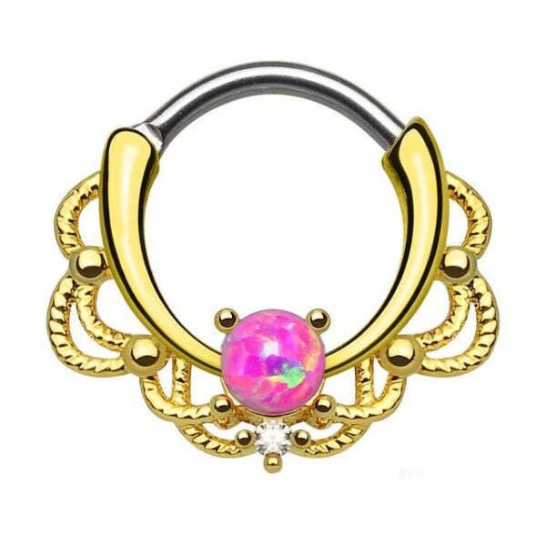 Taffstyle Nasenpiercing Nasenpiercing Lippenpiercing Tragus Helix Ohr, Piercing Universal Clicker Ring Septum Tragus Helix Ohr Opal Vergoldet