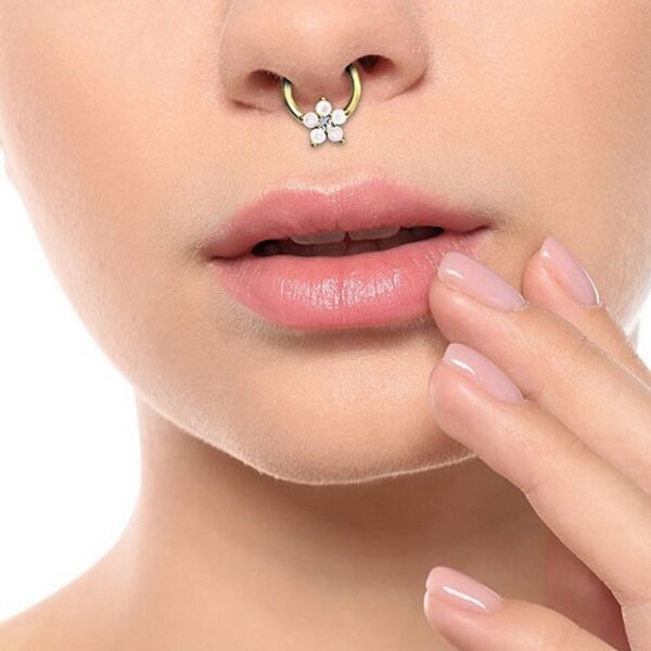 Taffstyle Nasenpiercing Piercing Clicker Scharnier mit Opal Blumen, Segment Glitzer Stein Septum Tragus Helix Nase Lippe Nasenring Knorpel