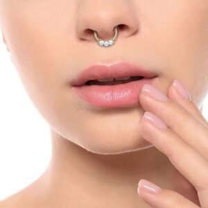 Taffstyle Nasenpiercing Piercing Clicker Scharnier mit Opal, Segment Glitzer Stein Septum Tragus Helix Lippe Nasenpiercing Knorpe