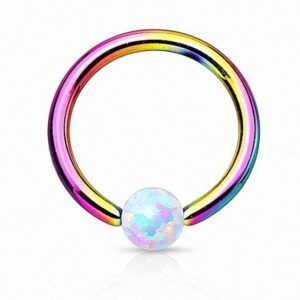 Taffstyle Nasenpiercing Piercing Klemmring Ring mit Opal Klemm Kugel, Ring Septum Nasen Lippen Helix Ohrpiercing Intimpiercing Lippenband