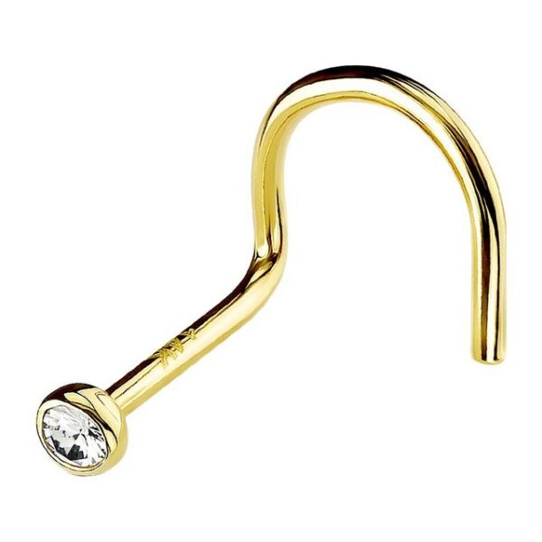 Taffstyle Nasenpiercing Piercing Nase Ohr Lippe Gold mit Zirkonia Weiß, Stab Stecker Barbell Nasenpiercing Nasenstecker Tragus Helix Ohr Lippe