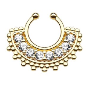 Taffstyle Nasenpiercing Piercing Ohr Vintage Doppel Kristalle mit Kugeln, Hoop Ring Septum Nasen Lippen Lippenpiercing Nasenpiercing Ohrpiercing