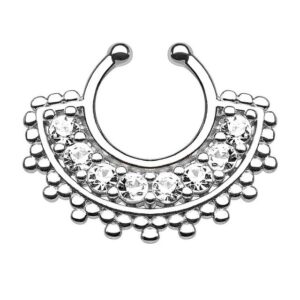 Taffstyle Nasenpiercing Piercing Ohr Vintage Doppel Kristalle mit Kugeln, Hoop Ring Septum Nasen Lippen Lippenpiercing Nasenpiercing Ohrpiercing