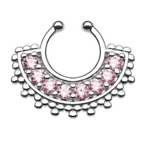 Taffstyle Nasenpiercing Piercing Ohr Vintage Doppel Kristalle mit Kugeln, Hoop Ring Septum Nasen Lippen Lippenpiercing Nasenpiercing Ohrpiercing