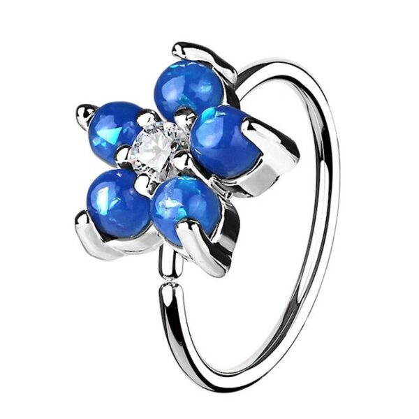 Taffstyle Nasenpiercing Piercing Ring Continuous Opal Kristall Blume Motiv, Universal Ring Ohr Nase Lippe Brust Intim Septum Tragus Helix