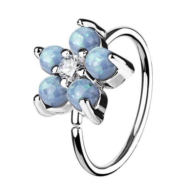 Taffstyle Nasenpiercing Piercing Ring Continuous Opal Kristall Blume Motiv, Universal Ring Ohr Nase Lippe Brust Intim Septum Tragus Helix