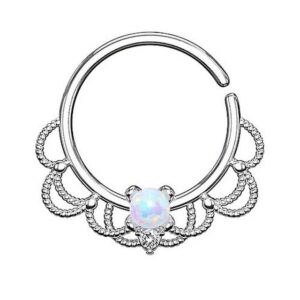 Taffstyle Nasenpiercing Piercing Ring Continuous Tribal mit Opal, Ring Ohr Nase Lippe Brust Intim Septum Tragus Helix Hufeisen Horseshoe