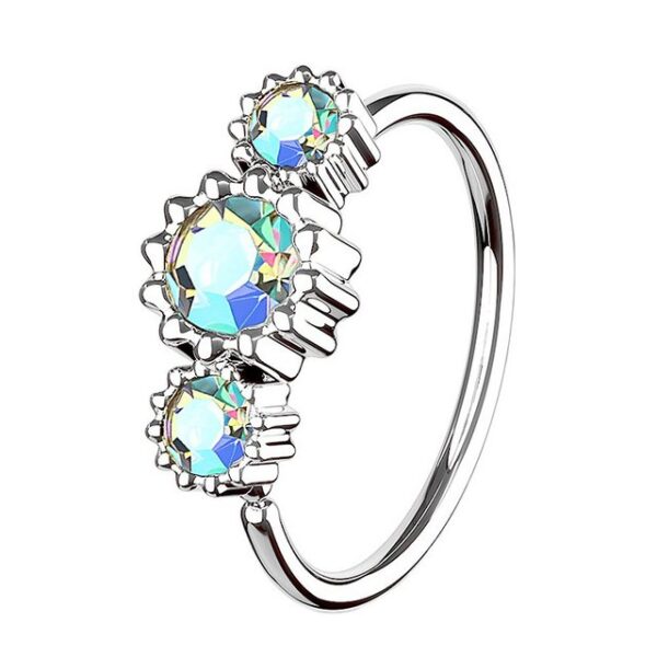 Taffstyle Nasenpiercing Piercing Ring Continuous mit 3 Strass Kristallen, Universal Ohr Lippe Brust Intim Septum Tragus Helix Hufeisen Horseshoe