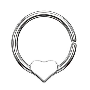 Taffstyle Nasenpiercing Piercing Ring Continuous mit beweglichem Herz, Ring Ohr Nase Lippe Brust Intim Septum Tragus Helix Hufeisen Horseshoe