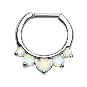 Taffstyle Nasenpiercing Piercing Ring Opal Stein Spitzen Septum Tragus, Universal Ring Opal Helix Ohr Nase Lippe Brust Intim Scharnier Clicker