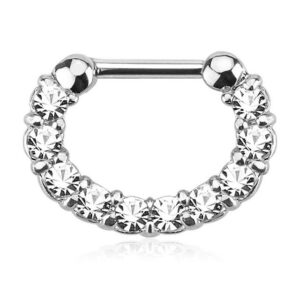 Taffstyle Nasenpiercing Piercing Ring Schild Clicker mit 5 Zirkonia, Septum Tragus Helix Ohr Nase Lippe Brust Intim Nasenpiercing Nasenring