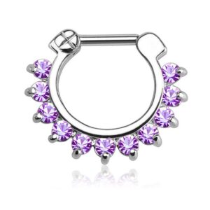 Taffstyle Nasenpiercing Piercing Ring Schild Clicker mit Glitzer Kristall, Septum Ohr Nase Lippe Brust Intim Nasenpiercing Nasenring Ohrpiercing