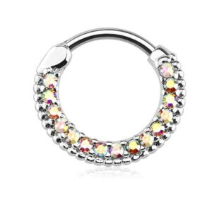 Taffstyle Nasenpiercing Piercing Ring Schild Clicker mit Glitzer Stein, Ring Ohr Nase Lippe Brust Intim Nasenpiercing Nasenring Ohrpiercing