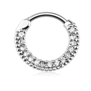 Taffstyle Nasenpiercing Piercing Ring Schild Clicker mit Glitzer Stein, Ring Ohr Nase Lippe Brust Intim Nasenpiercing Nasenring Ohrpiercing