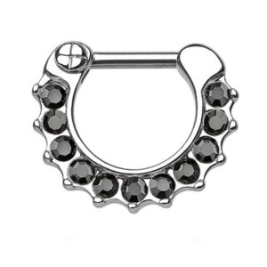 Taffstyle Nasenpiercing Piercing Ring Schild Clicker mit Glitzer, Tragus Helix Lippe Brust Nasenpiercing Nasenring Ohrpiercing Kristall