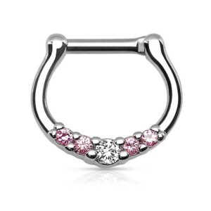 Taffstyle Nasenpiercing Piercing Ring Schild Clicker mit Strass Stein, Septum Ohr Nase Lippe Brust Intim Nasenpiercing Nasenring Ohrpiercing