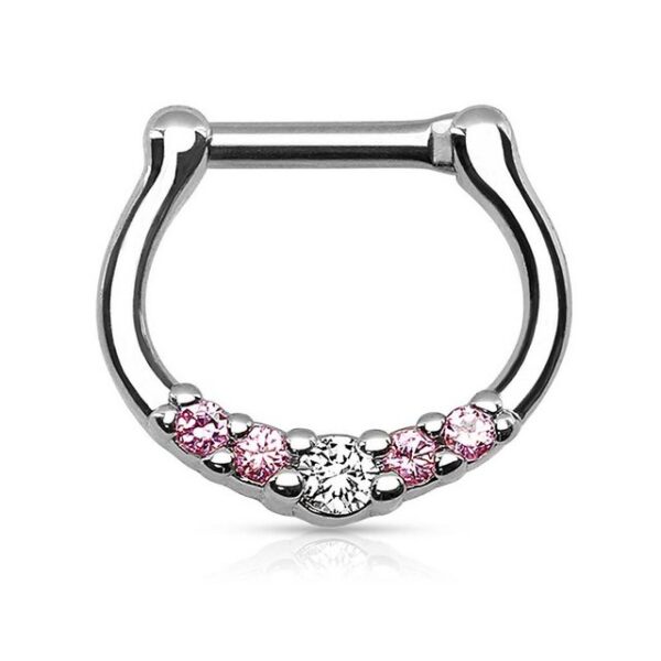 Taffstyle Nasenpiercing Piercing Ring Schild Clicker mit Strass Stein, Septum Ohr Nase Lippe Brust Intim Nasenpiercing Nasenring Ohrpiercing