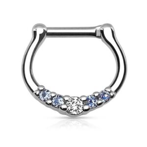 Taffstyle Nasenpiercing Piercing Ring Schild Clicker mit Strass Stein, Septum Ohr Nase Lippe Brust Intim Nasenpiercing Nasenring Ohrpiercing